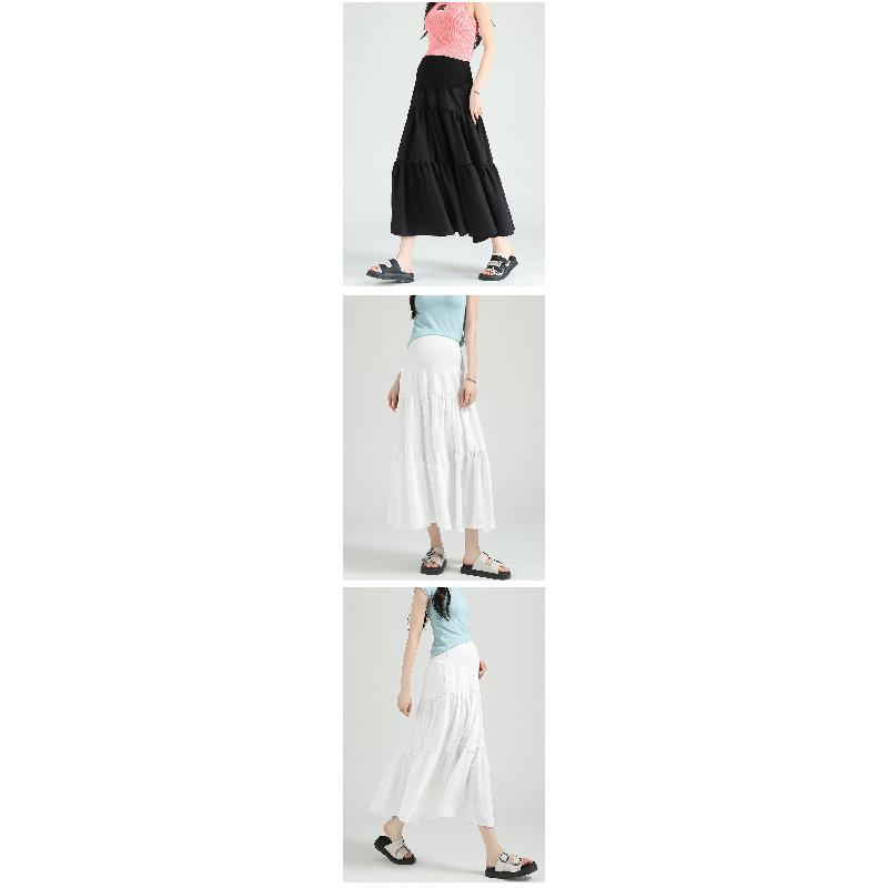 Maternity Skirt for Summer, Women's Mid-length Loose-fitting Slimming Flared Skirt with High Waist