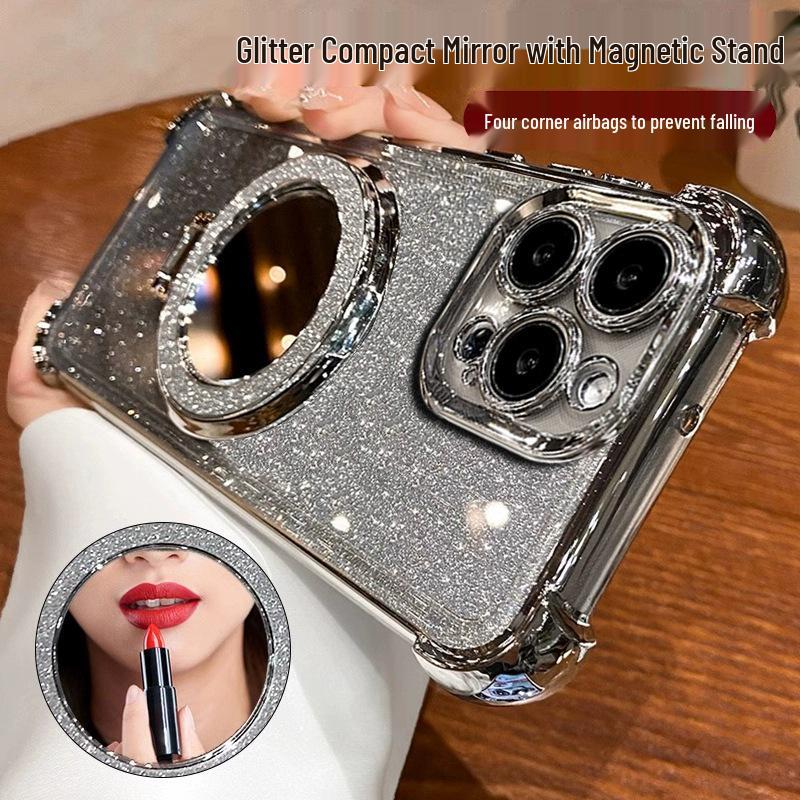 Honor 400SMART Glitter Phone Case & Lens Film for X8D/X9D/X7C/X9 with Touch-Up Mirror Stand