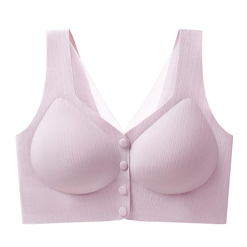 Three-dimensional 1D support front buckle nursing women's comfort without steel ring full fixed cup gathering vest bra 11