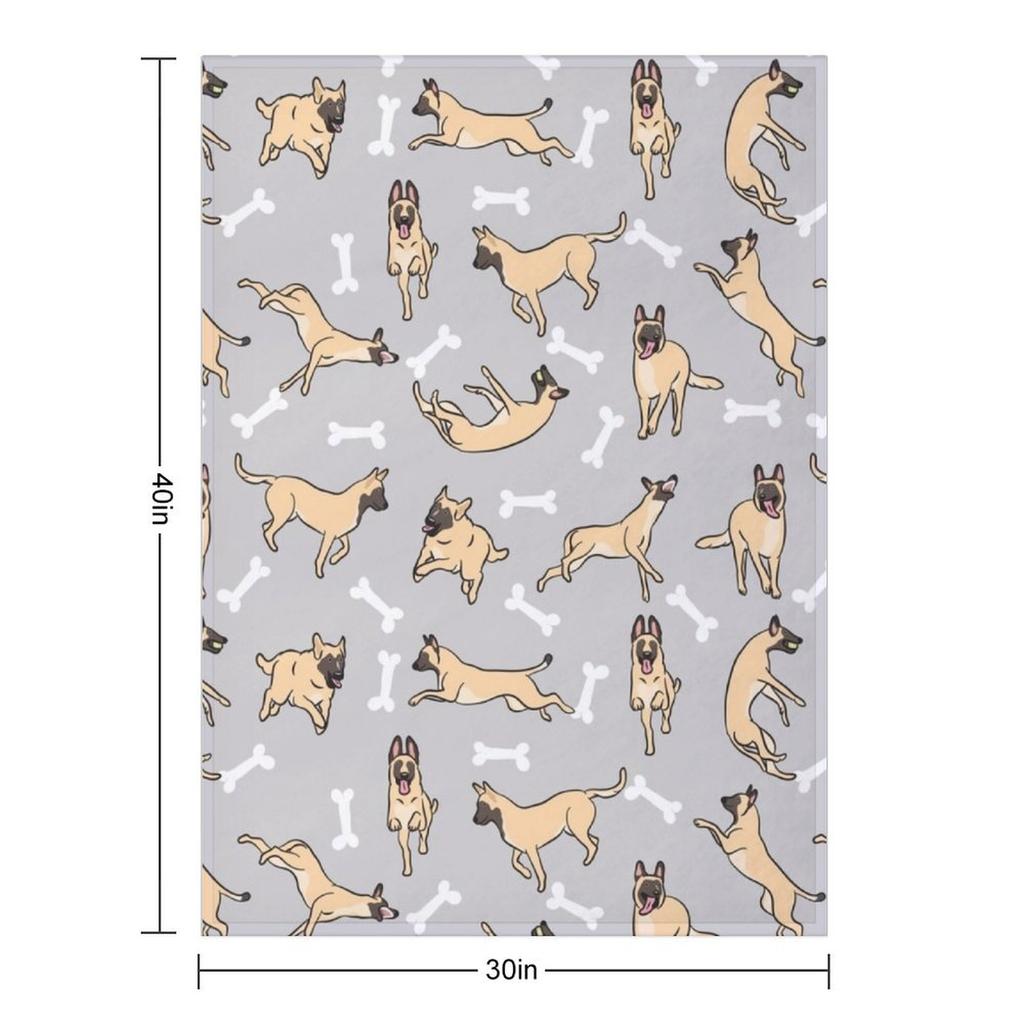 Playing Cream Belgian Malinois - Gray Background Throw Blanket Winter Beds Decorative Beds Luxury St Heavy Blankets