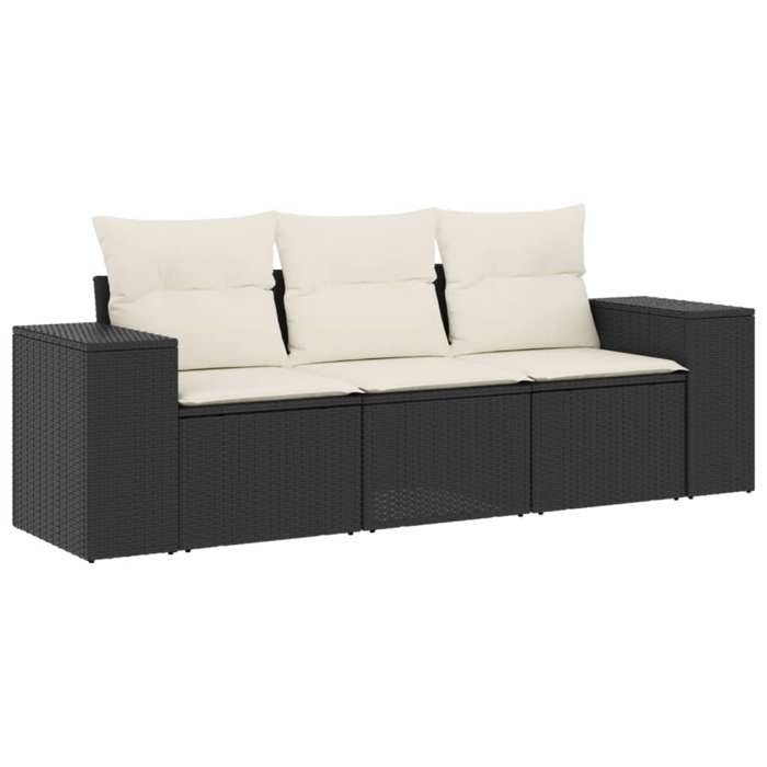 VidaXL Garden Lounge Set with Cushions 3 Pcs, Patio Sofas, Patio Furniture Set, Outdoor Furniture, Black 3222255
