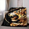 1pc Golden Tiger Head Blanket Lightweight Flannel Blanket Throw Blanket For Sofa, Bed, Travel, Camping, Livingroom, Office yy251015152