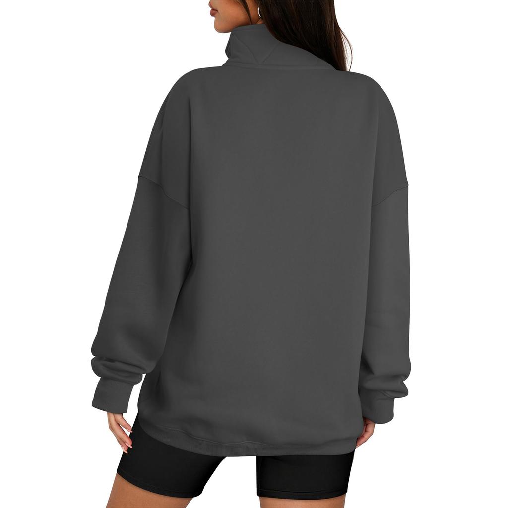 Women's Loose Fit Sweatshirt Button Pullover with Pockets