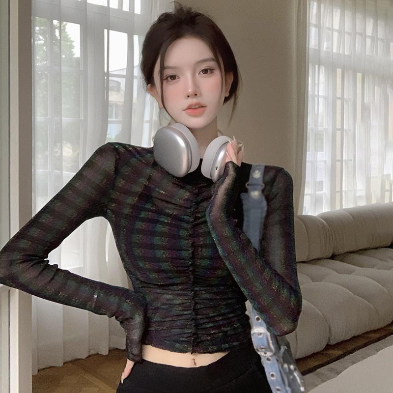 

Сетчатые футболки для женщин с длинными рукавами и защитой от солнца Ulzzang Young Vintage Streetwear Тонкие топы One Size