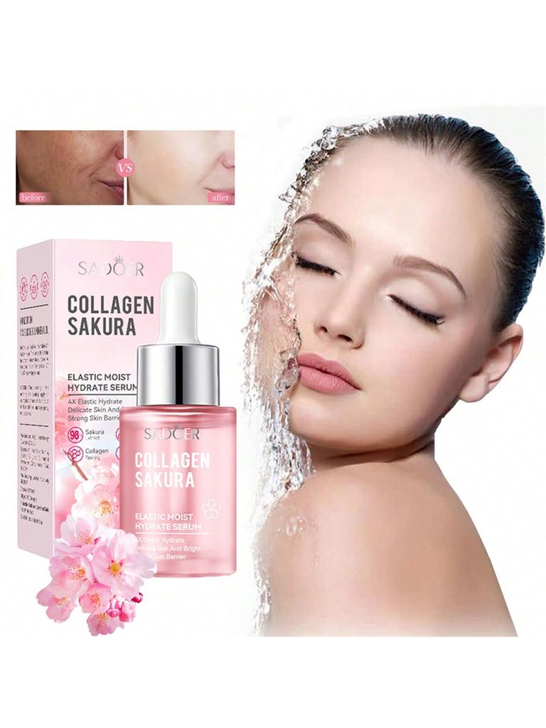 1Pc COLLAGEN SAKURA ELASTIC MOIST HYDRATE SERUM With 30ml Sakura Extract Moistening The Skin Make Sk