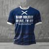 T-shirt Casual da Uomo con Maniche Raglan e Stampa a Quadri Calcio Scozzese, Manica Corta, Girocollo, per l'Uso Quotidiano