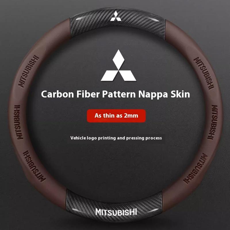 Pour Mitsubishi Outlander Pajero Asx Colt Lancer EX Evolution L200 Triton RALLIART Voiture Housse de Volant en Cuir Fibre de Carbone