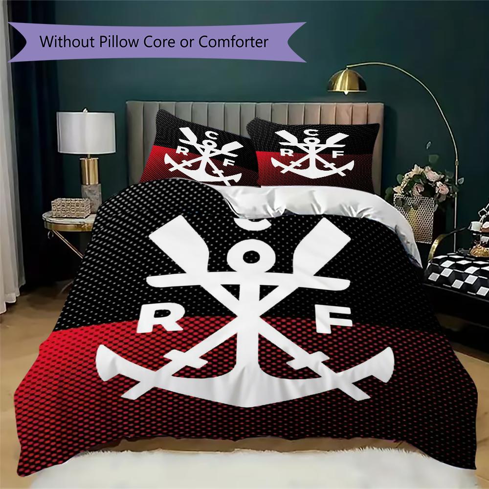 CR Flamengo Pattern Bedding Uilt Set Uilt Cover Pillowcase Home Decoration Birthday Gift (1 * Duvet Cover + 2 * Pillowcase Without Core)