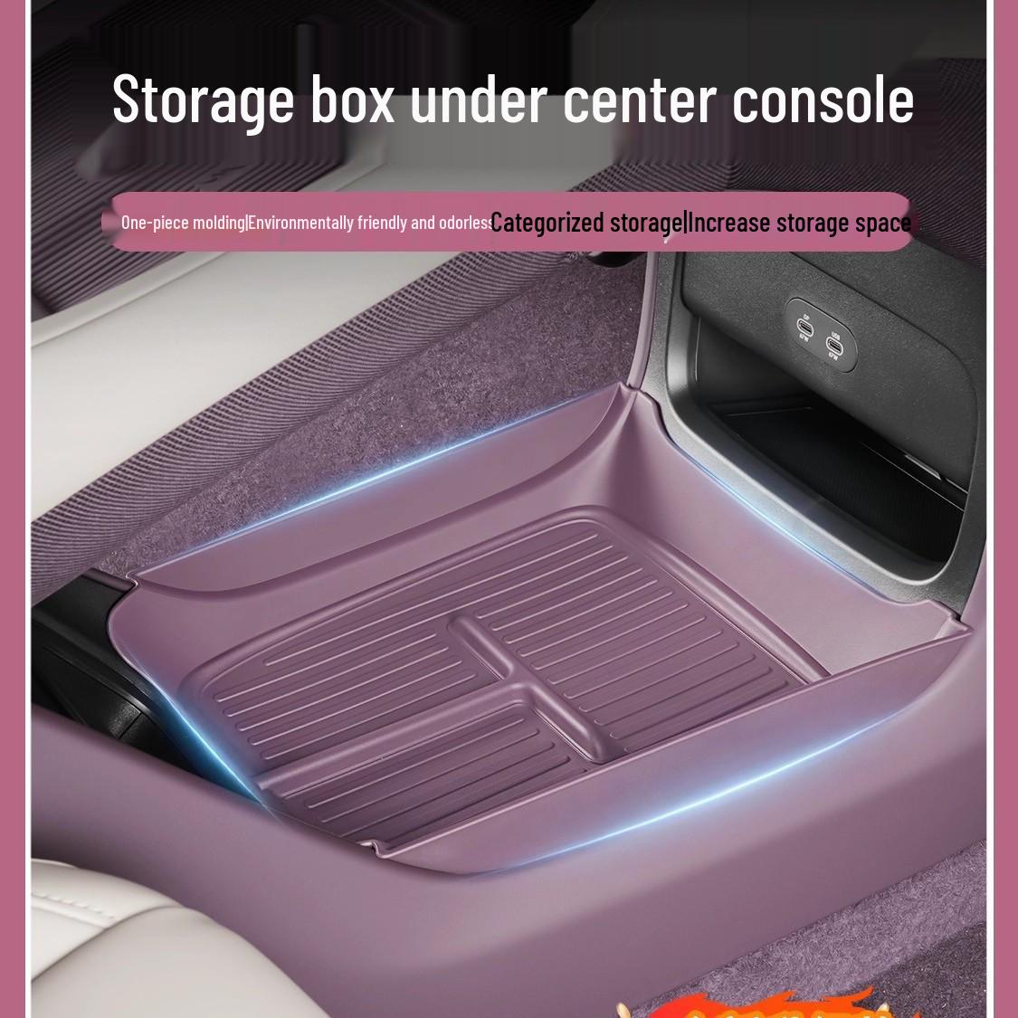 Xiaomi YU7 Center Console Multi-Functional Storage and Magnetic Trash Box Coral Orange