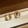 New Vintage 100% Pure 925 Sterling Silver Earrings Geometric Round Ball Wrinkled Double Color Ear Stud For Women Luxury Jewelry