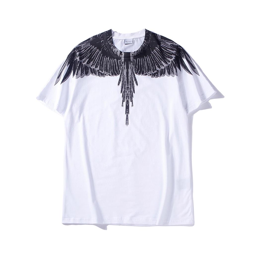 Marcelo Classic Phantom Wings Short Sleeve T-Shirt with Colorful Feathers and Lightning Design