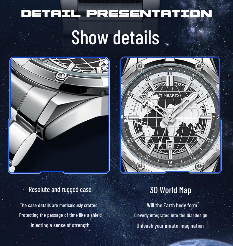 TIMEARTX Earth Style Luminous Waterproof Quartz Men's Wristwatch