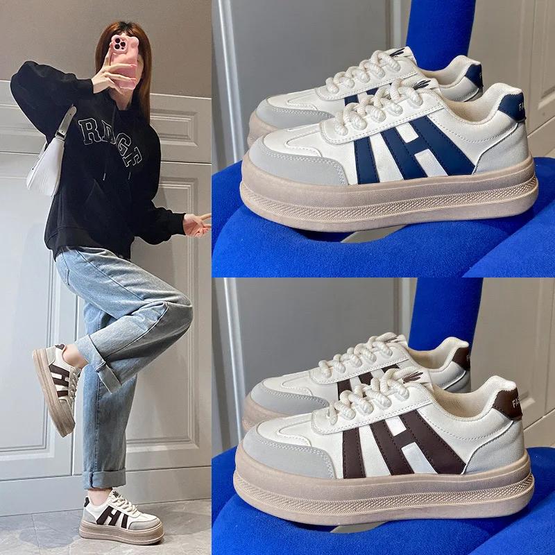 Fashion Causal New Designer Platform Sneakers Women Retro Spring Autumn Sports Board Shoes Female PU Leather Luxury Shoe Ladies