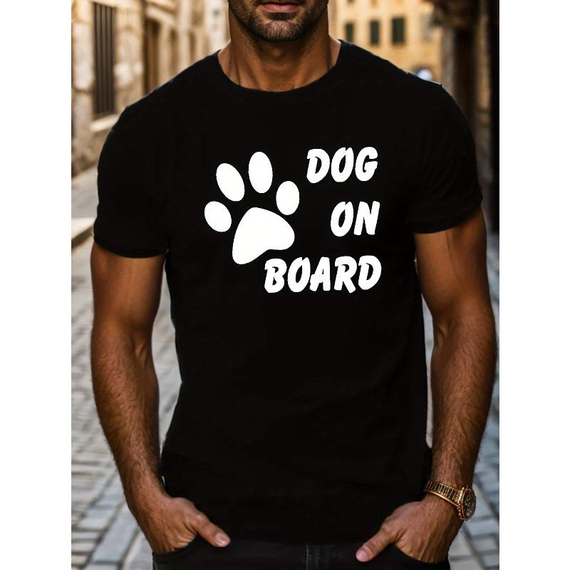 

Европейские размеры Футболка с принтом DOG ON BOARD, Футболки для мужчин, Повседневная футболка с коротким рукавом для лета S чёрный
