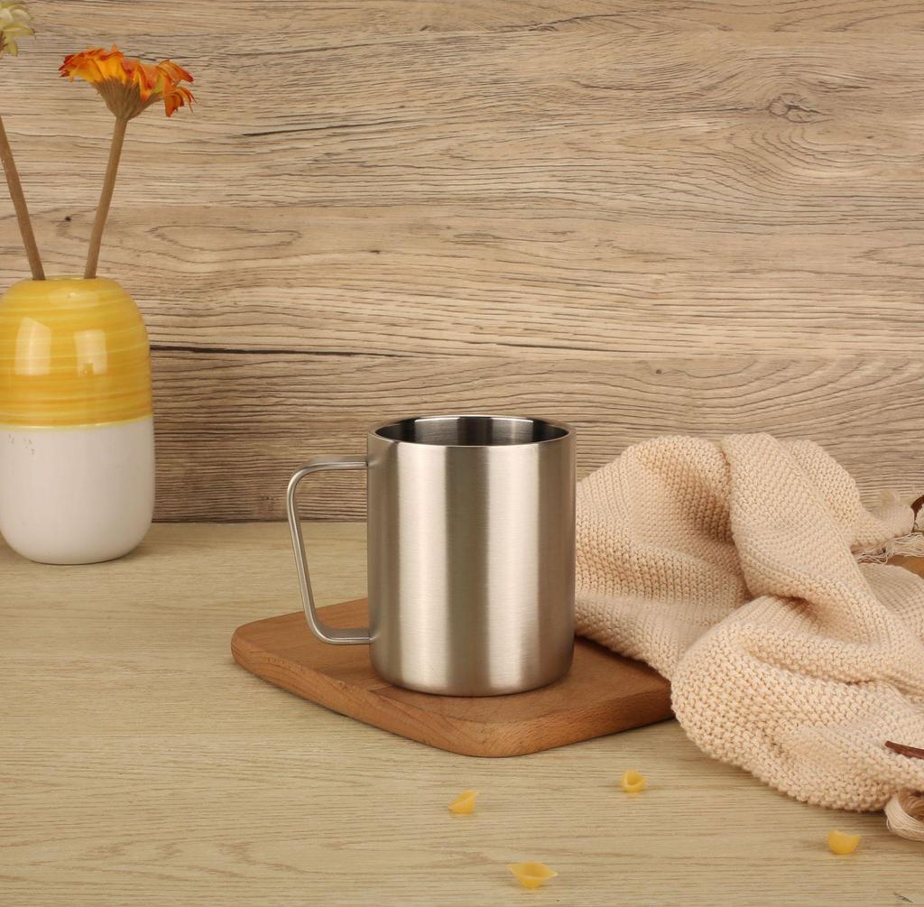 300ml Double-Layer Insulated Coffee Cup - 304 Stainless Steel, Thermal Milk and Mouthwash Cup, Customizable Logo.