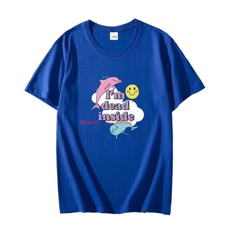 Unisex Oversized Cotton Tshirt Dolphin Im Dead Inside Sunshine Funny Graphic Oneck Unisexs Summer Clothing
