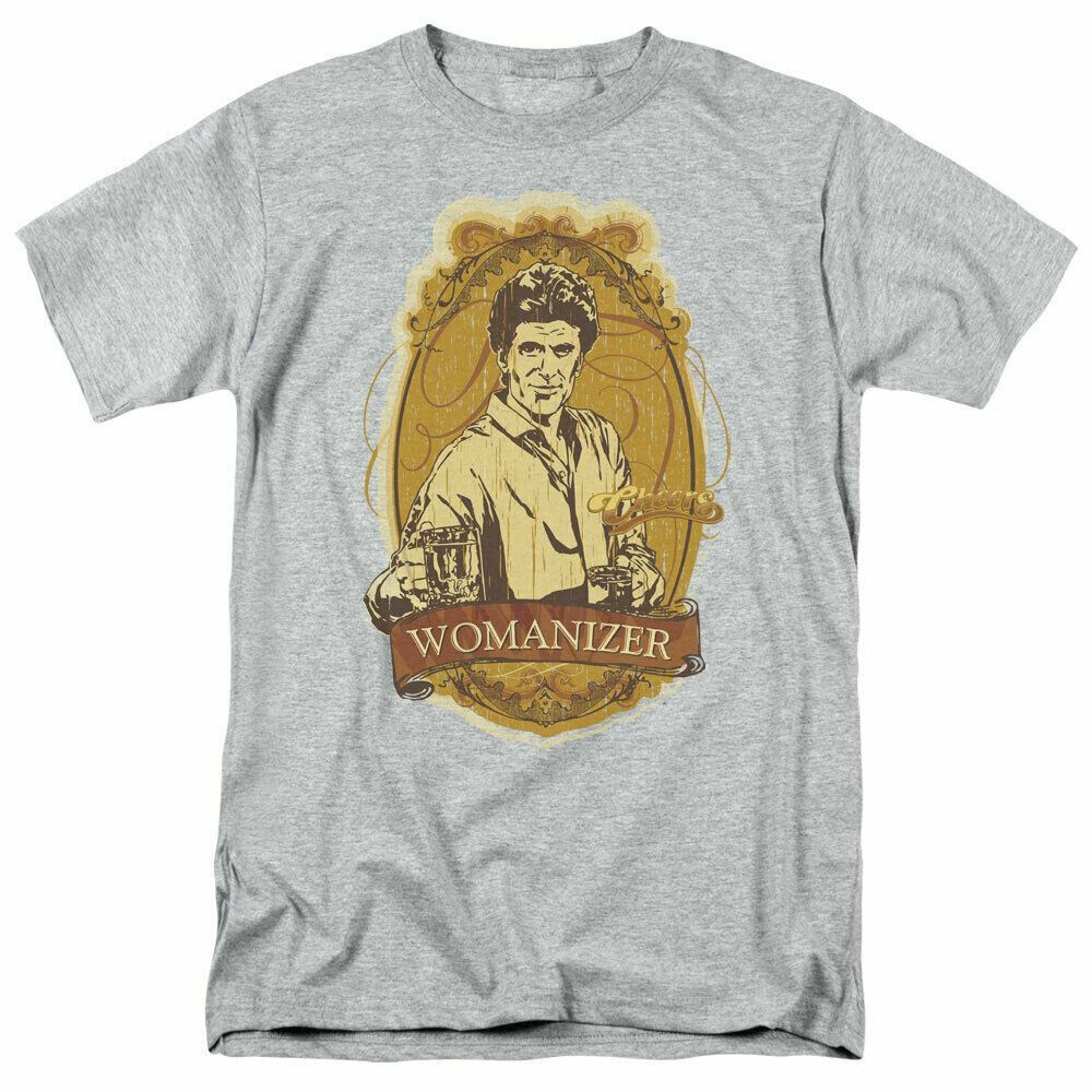 Cheers Womanizer T Shirt Mens Licensed Classic TV Merchandise Sam Malone Gray S