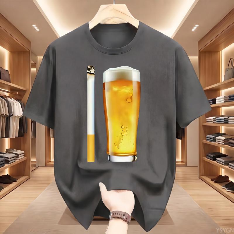 Funny Meme Tshirt Cigarette and Beer Humor Joke Print T Shirt Unisex Fashion Casual Short Sleeve Streetwear WoUnisex Clothes Tops