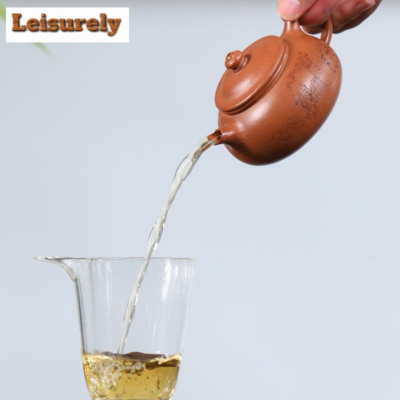 210ml Elegant Yixing Purple Clay Teapots Handmade Han Jiang Pot Raw Ore Downhill Mud Kettle With Strainer Zisha Tea Set Tea Gift