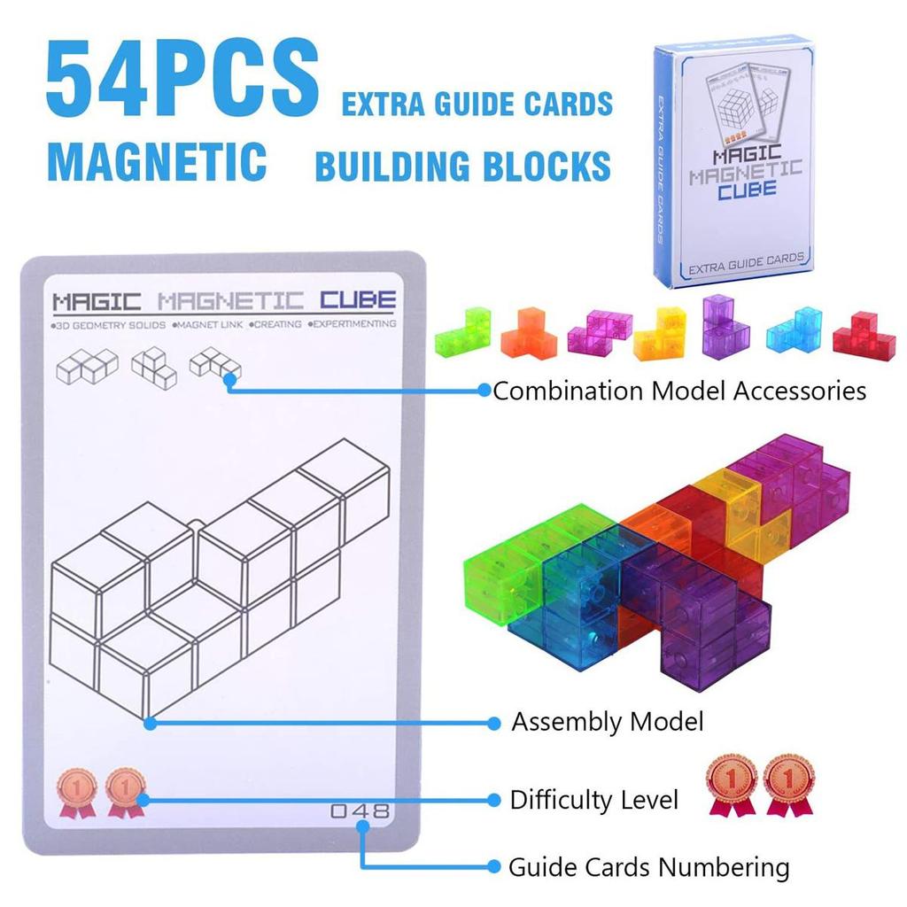 Magnetic Rubik's Cube Blocks Soma Cube Children's Magnetic Cube Magnet Iron Suction Puzzle Toys Lupin Block