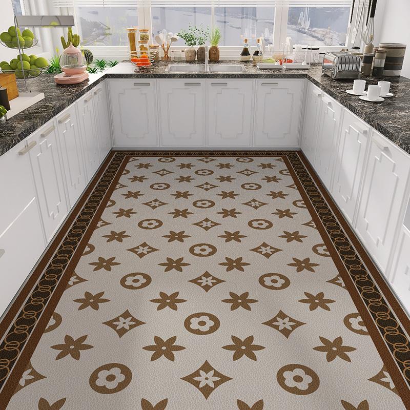 Home Kitchen Anti-oil Anti-slip Carpet PVC Leather Entrance Rugs Large Area Balcony Carpets Modern Living Room Decoration Rug