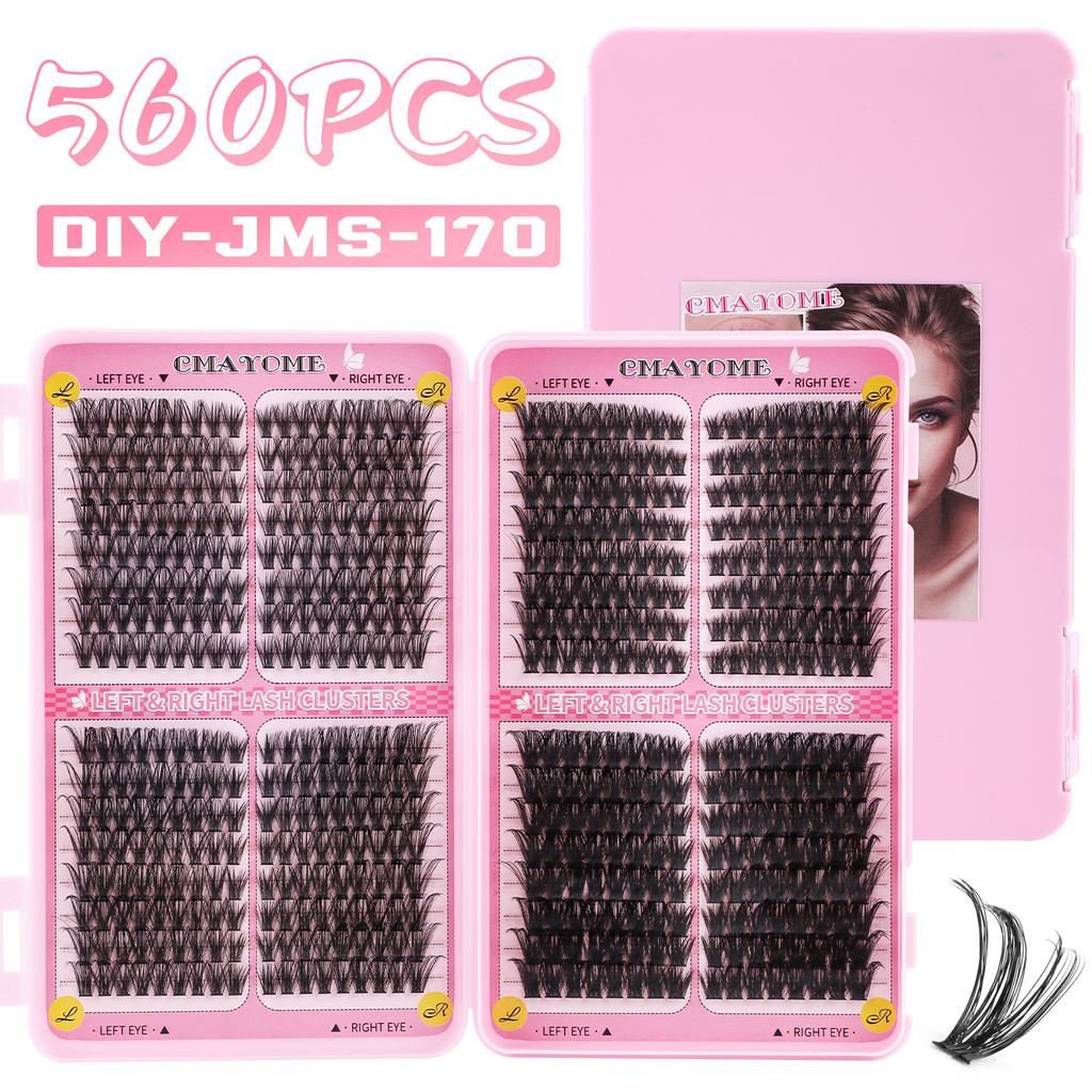 576 Clusters Of Single-Cluster False Eyelashes 8-16Mmdiy Segmented Natural Dense D-Curve Self-Grafting