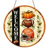 2D Flat, 1pc Round Aluminum Wall Hanging Ornament, Fall Y'all Welcome Football Helmet Pumpkin Autumn Vine Printed Plaque, Harvest Season Keepsake