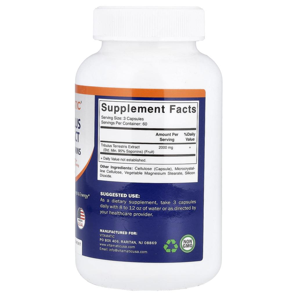 Vitamatic, Tribulus-Extrakt, Gemüsekapseln, 180 Kapseln (666mg pro Kapsel)