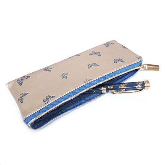 Ballpoint Pen Set Gift Black Butterfly and Floral British Import (2 Pens) Stationery, Ink, Design, Gift, (Blue)