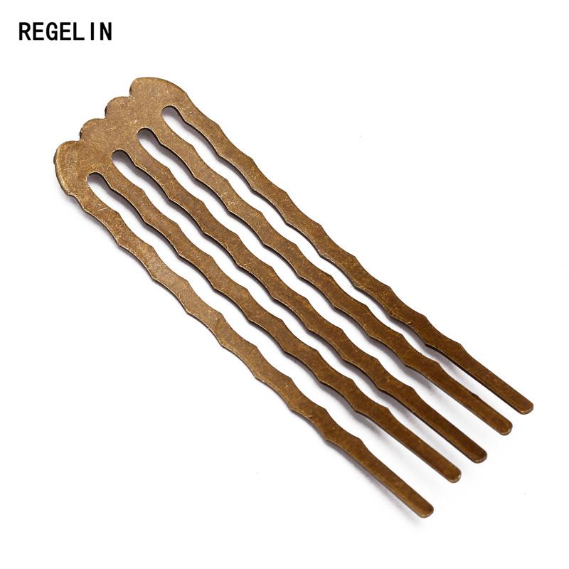 

REGELIN 10 шт./лот 50 мм 5/10/13 зубьев Медная расческа Изготовление украшений для волос Подвеска Шарм Женские заколки для волос Ретро Головной убор