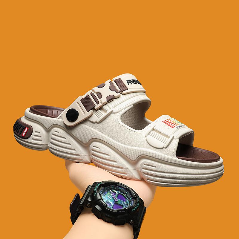 Men's sandals are new in summer, fashionable and versatile, personalized thick bottom, comfortable to step on shit, two wear one-word drag, seaside t