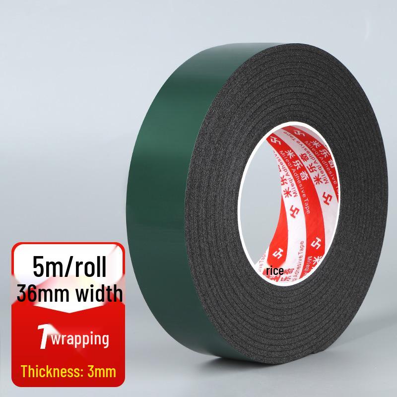 Green Film Double-Sided Tape: High-Temp Resistant, Strong Adhesive, Black Foam for Electrical & Hardware Repair.