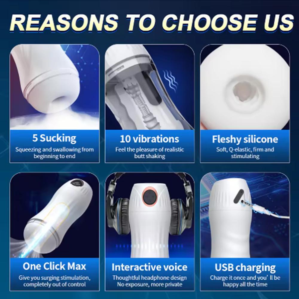 Adult Goods for Men Automatic Sucking Masturbation Cup Pussy Vagina Pocket Penis Trainer Sex Machine Male Masturbate Supplies