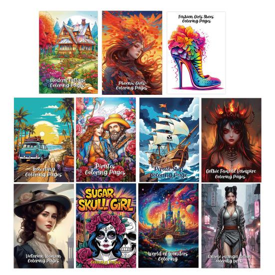 Anime Characters Coloring Book for Adults Teens Skull Woman Coloring Book DIY Stress Relief Art Book