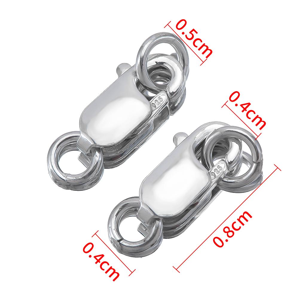

2pcs 925 Sterling Silver Rectangular Spring Buckle Lobster Clasp Bracelet Necklace Connector 8/10/12/14mm for DIY Jewelry Making plain silver color