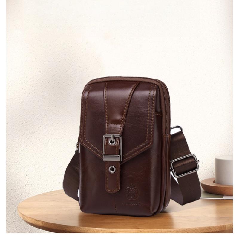 Herren One-Shoulder Messenger Handytasche Retro Multifunktionale Schnalle Handy Hüfttasche Lässige Herrentasche