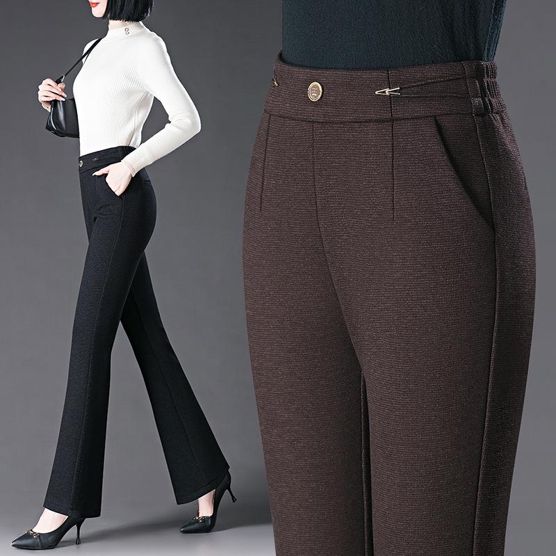 

Women s High Waist Wool Blend Micro Flare Pants for Autumn/Winter 2024 - Elegant and Warm Casual Wear for Middle-Aged Women XL Waist 28
