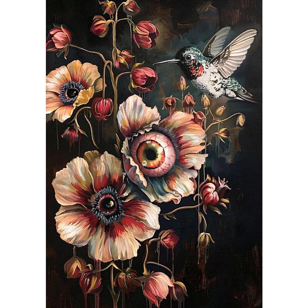 Surreal Skull Flower Gothic Posters Botanical Floral Eyeball Rose Vampire Prints Canvas Painting Wall Pictures Home Room Decor