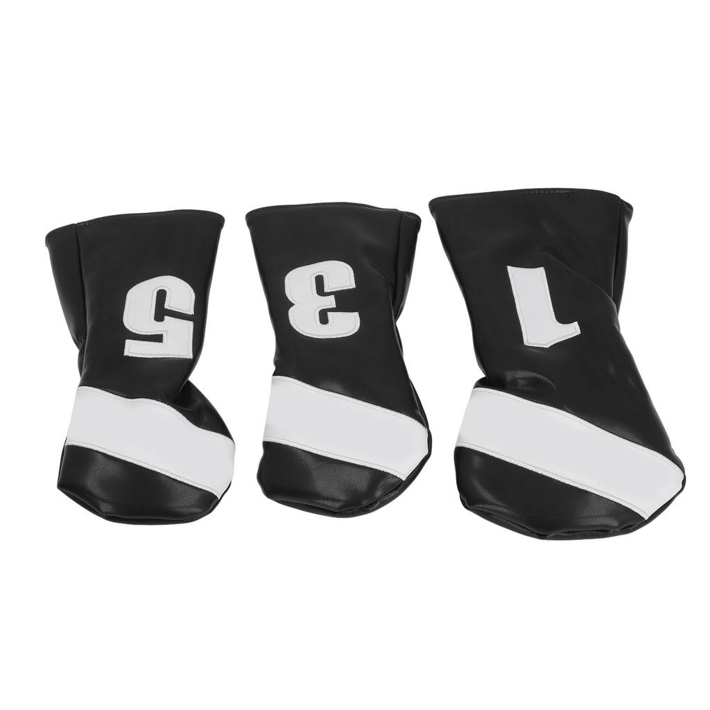3PCS Head Cover PU Leather Waterproof Protective Headcovers Set with Plush Lining for Woods