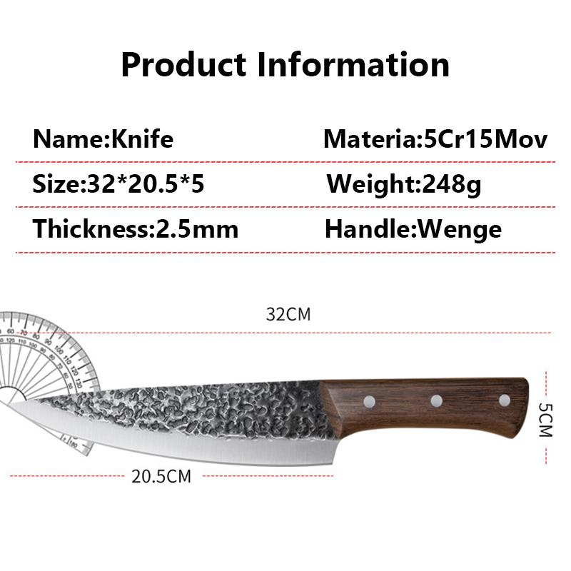 Forging Boning Knife Chinese Full Tang Handle Knife Handmade Steel Kitchen Chef Slaughter Knives
