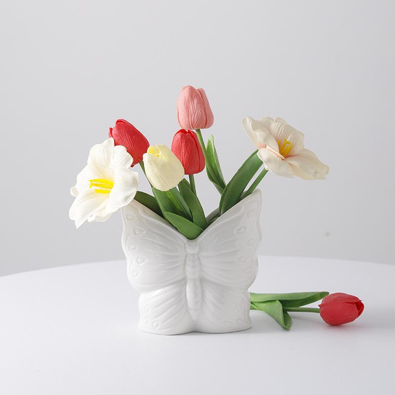 European Creative Bow Vase Living Room Dining Room Holiday Desktop Decoration Ornament Butterfly Surface Carving Design Vases