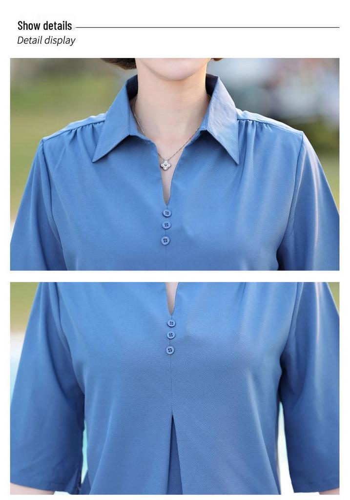 Mom's Summer Chic Imitation Silk Mid-Sleeve Top for Women - Plus Size