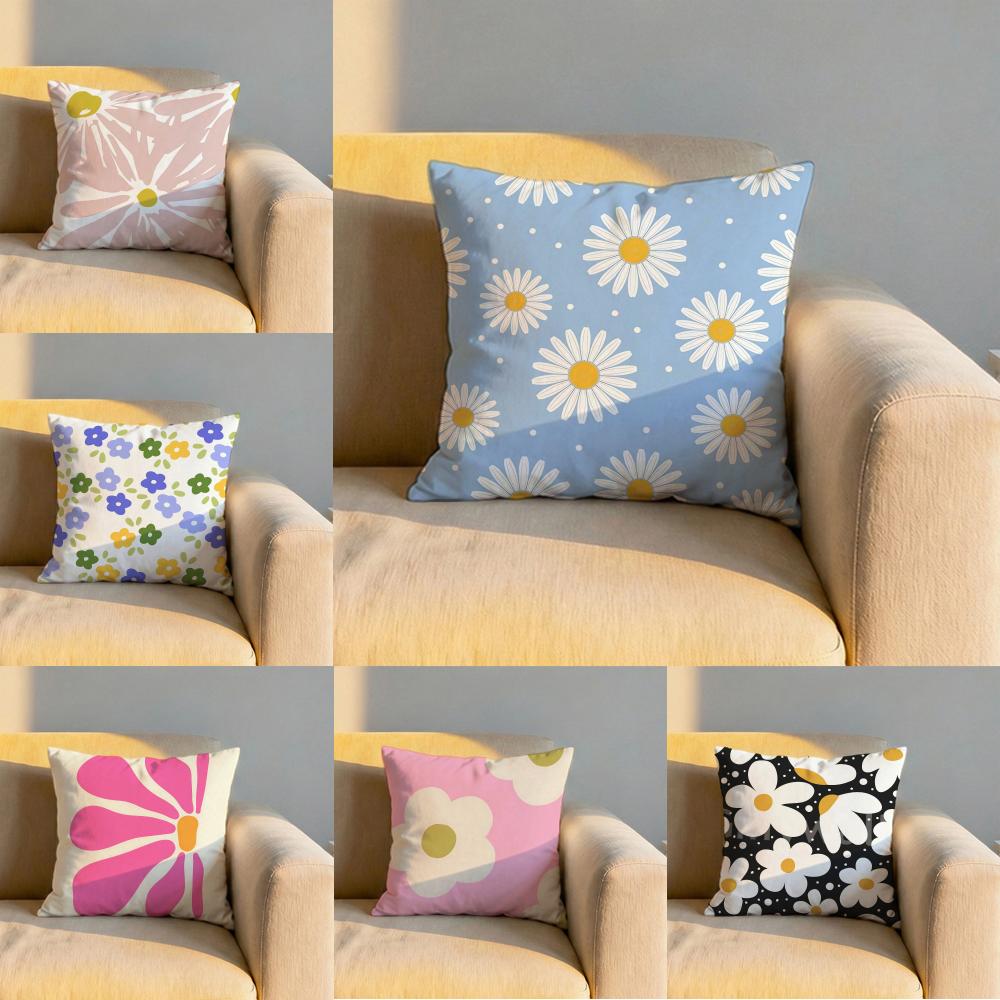 Blooming Flowers Cushion Cover Soft Reversible Durable Pillow Cover MultiScene Use for Home Car Daily Comfort