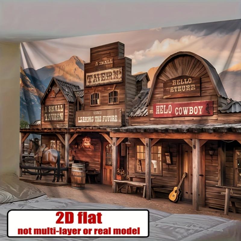 American Western Cowboy Style Decorative Tapestry Retro Game Room Atmosphere Decoration Background Retro Wild Style Props