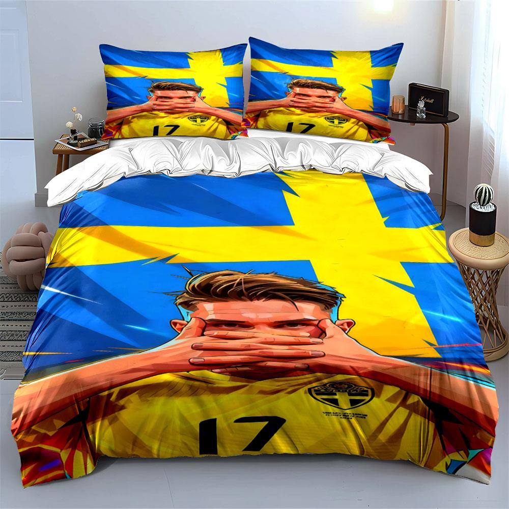 Yellow-blue cross design. Bedding sets Duvet cover sets Duvet covers Pillowcases(1 * Duvet Cover 2 * Pillowcases without duvet insert)