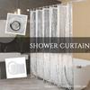 Waterproof Mildew-Resistant PEVA Shower Curtain with No-Drill Telescopic Rod for Bathroom Partition