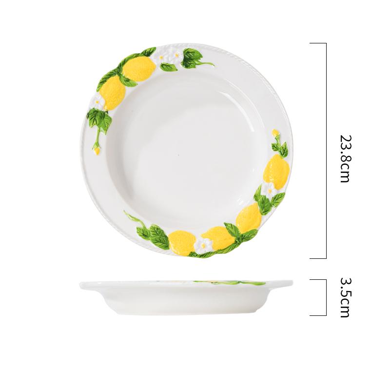 Zitronen-Keramik-Essteller Wasserbecher Milchkännchen Snackschale Dessertteller Obstteller Salatschüssel Pastagericht Servierteller Tablett