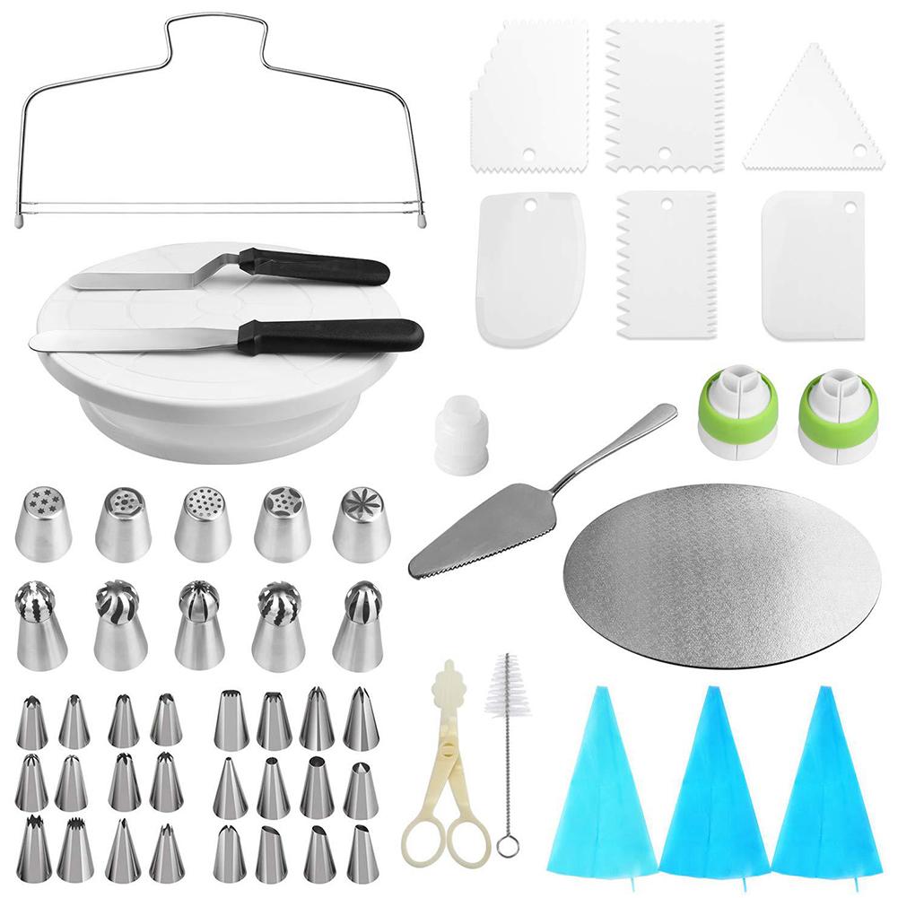 54Pcs Pack No Skid Proof Cake Turntable Baking Pastry Supplies Plastic Cake Decorating Kit 54Pcs/Pack Turntable Tool#0