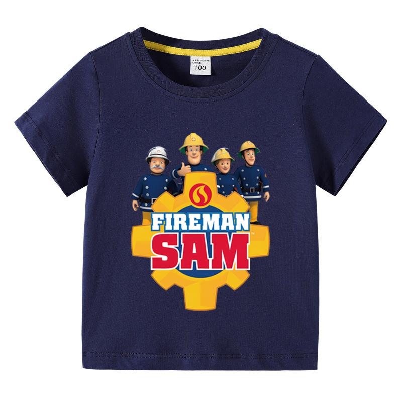 Anime Kids Tee Shirts Fireman Sam Graphic T Shirt for Boys Clothing Pop Hot Sale Girls Short Sleeved Tshirt Funny Kid Y2k Tops