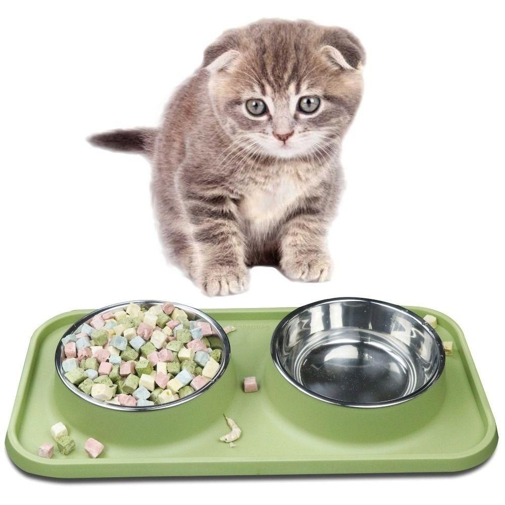 Non-Slip Mat Pet Bowls Stainless Steel Pet Feeder Basin Dog Cat Food Bowl  for Kitten Puppy